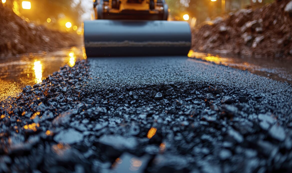 road construction equipment is working section road creating noise dust workers coordinate process 1 Bitüm ve Asfaltta Kalite Standartları: Uluslararası Sertifikalar | Güven Asfalt