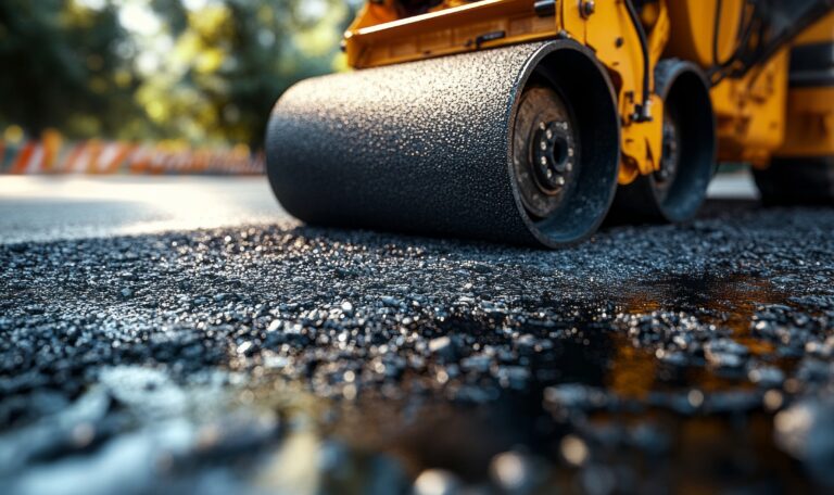 black roller is being used smooth out road 1 Bitüm Çeşitleri ve Özellikleri | Güven Asfalt