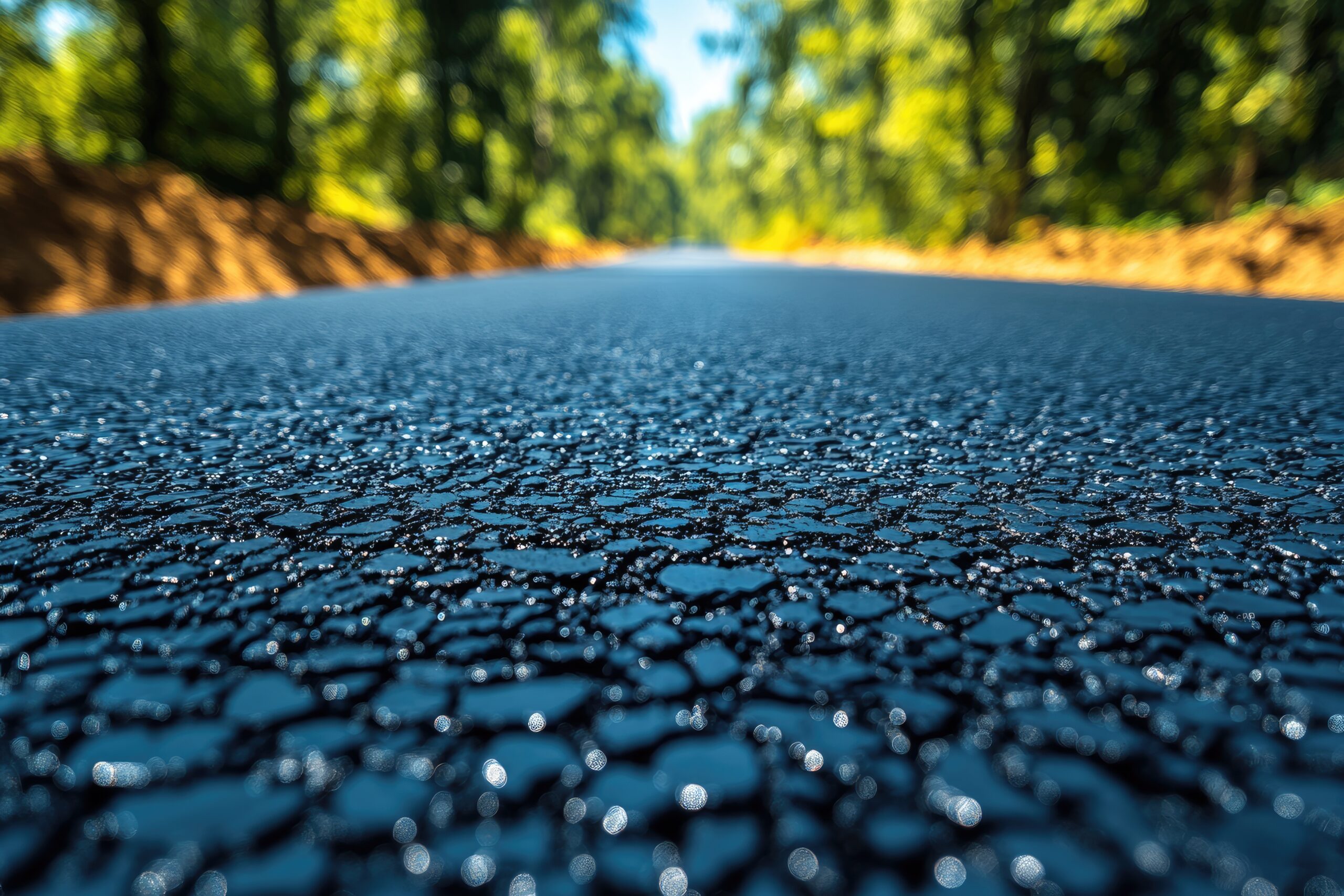 freshly laid asphalt road with blurred trees background scaled Pe Blog