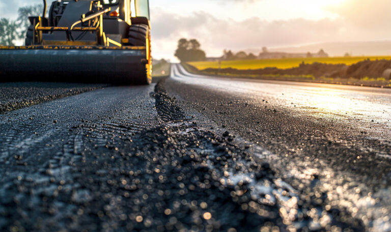 asphalt paver work rural road repair 4 Kentsel Dönüşümde Asfalt ve Bitümün Rolü | Güven Asfalt