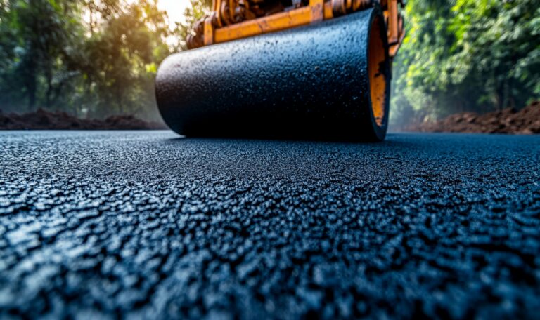 close up asphalt havey vibration roller using new road Bitüm Depolama Teknolojileri ve Enerji Verimliliği | Güven Asfalt