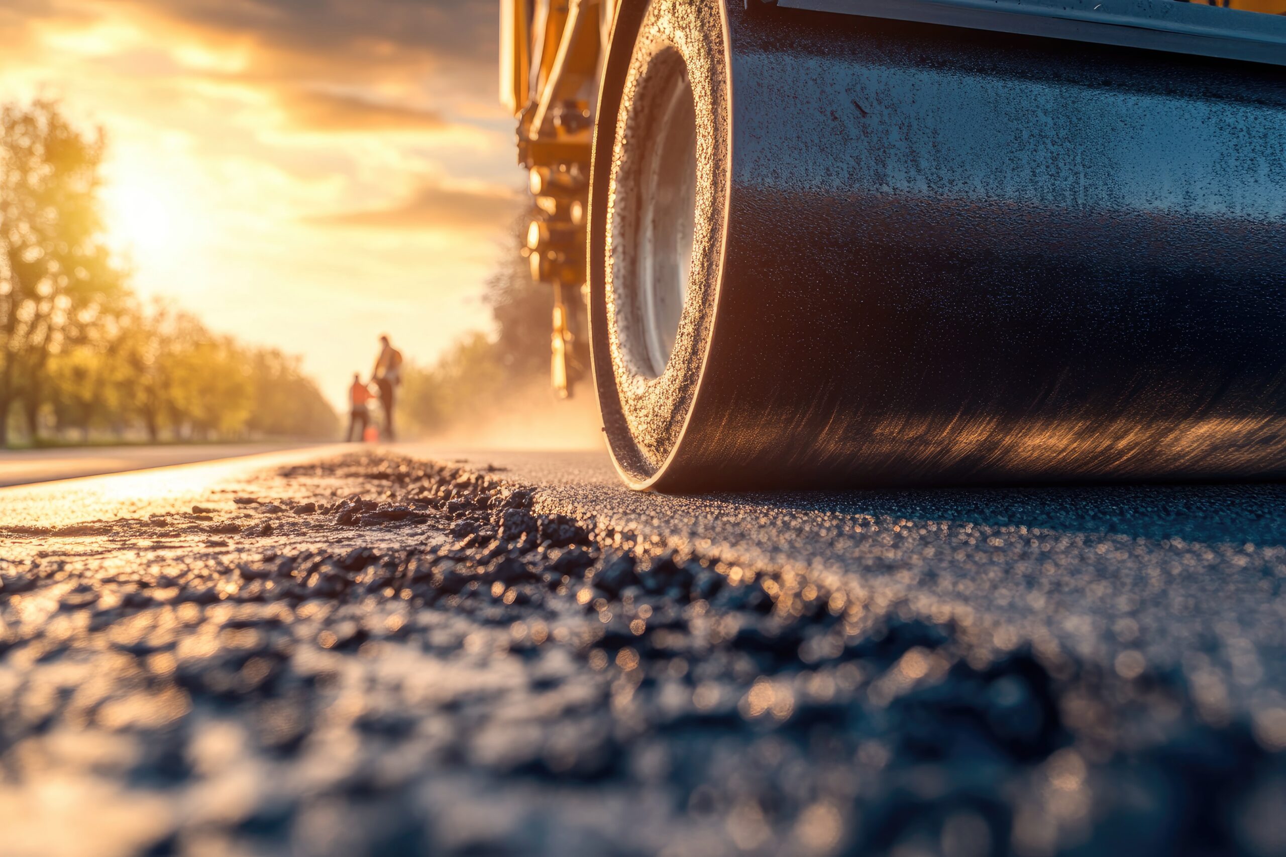 drum ride roller compacting freshly laid tarmac roadworks new footpath construction scaled Pe Blog