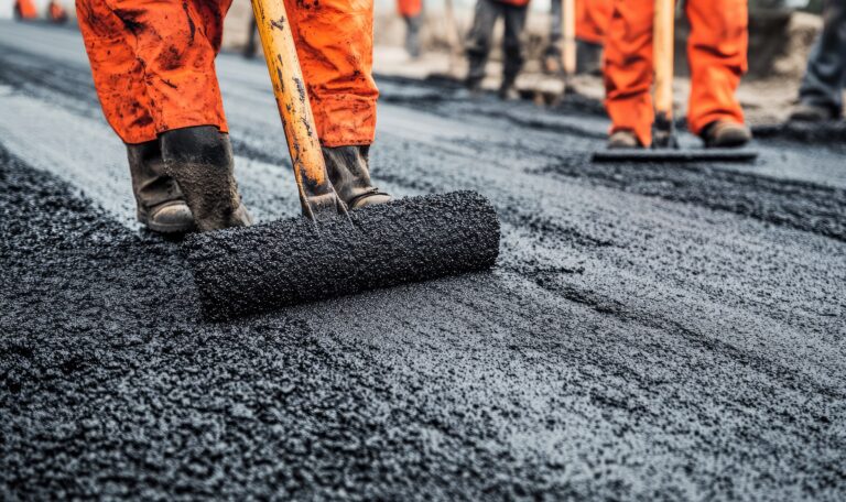 workers placing new coating asphalt road 3 2025’te Yol Yapım Teknolojilerinde Öne Çıkan Trendler | Güven Asfalt